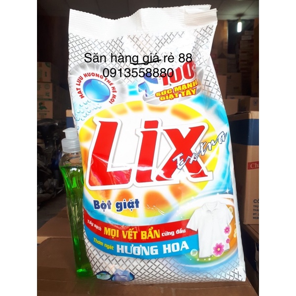 BỘT GIẶT LIX EXTRA 5,5KG  TẶNG KÈM CHAI NƯỚC RỬA CHÉN ĐẬM ĐẶC 400ml