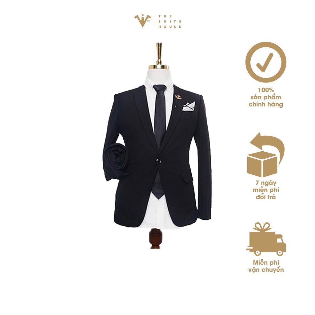 Bộ vest đen nam truyền thống THE SUITS HOUSE 1 khuy