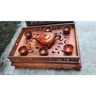 Khay trà đục rồng gỗ trắc ,KT 38*28*13cm  -shop đồ gỗ Nhân Ái