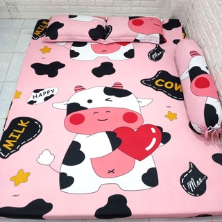 BỘ DRAP THUN HÀN QUỐC BÒ SỮA ( 4 MÓN : 1 GA TRẢI GIƯỜNG, 2 VỎ GỐI NẰM, 1 VỎ GỐI ÔM ).