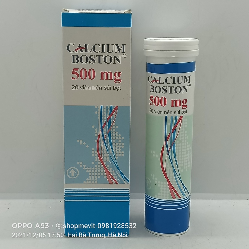 Calcium Boston 500mg hộp 20 viên nén sủi bọt
