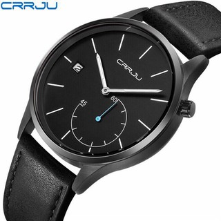 Đồng hồ nam CRRJU dây da hoặc dậy lưới với kim giây Xanh cực độc + Tặng hộp đồng hồ sang trọng
