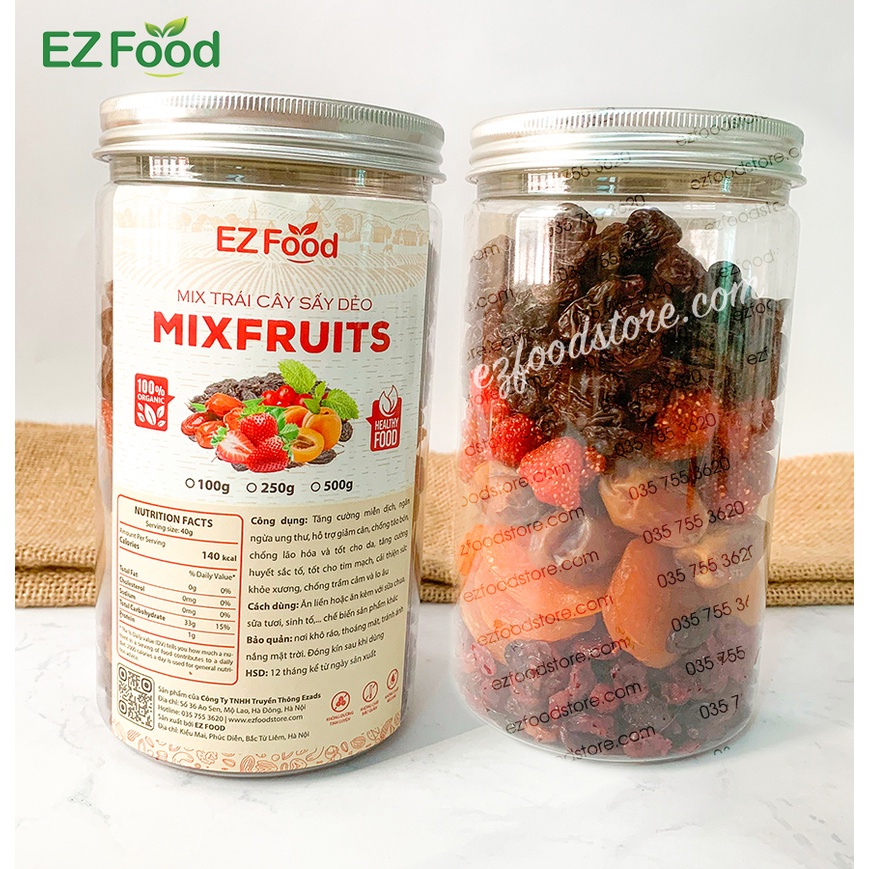500G Mix Trái Cây Sấy Dẻo Không Đường EZFOOD - Ăn Vặt Dinh Dưỡng Bà Bầu Trái Cây Sấy Tốt Cho Sức Khỏe
