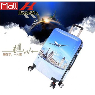 Vali Kéo du lịch họa tiết máy bay 8801/8809 vali kéo nhựa size 20 inch size 24 inch