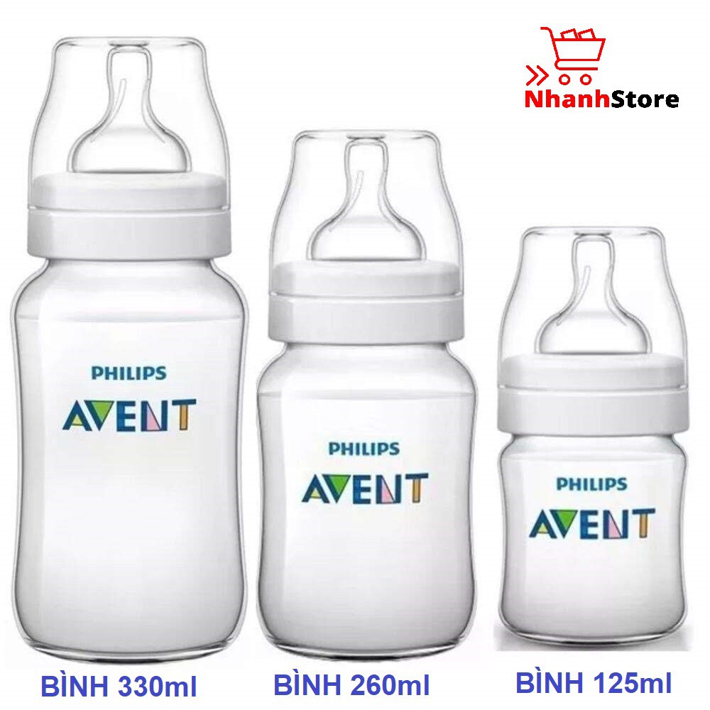 Bình sữa Avent Classic 125ml-260ml-330ml [Cam kết chính hãng]