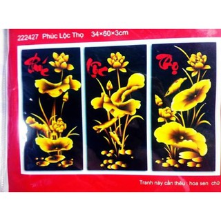 Tranh thêu chữ thập phúc lộc thọ 222427-98x69cm