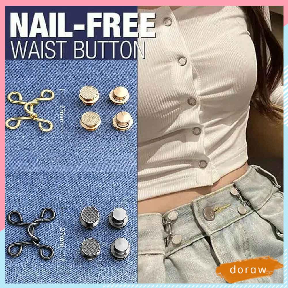 Set nút cài lưng quần jean điều chỉnh được không cần đinh gắn tháo rời được 27/ 32mm thời trang unisex