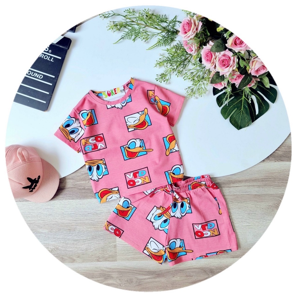 Mẫu short bé gái in vịt cham nguyên cây siêu cute cho bé