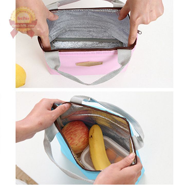 Túi đựng hộp cơm giữ nhiệt ấm thức ăn có khóa kéo bọc Vải dù OxFord chống thấm nước