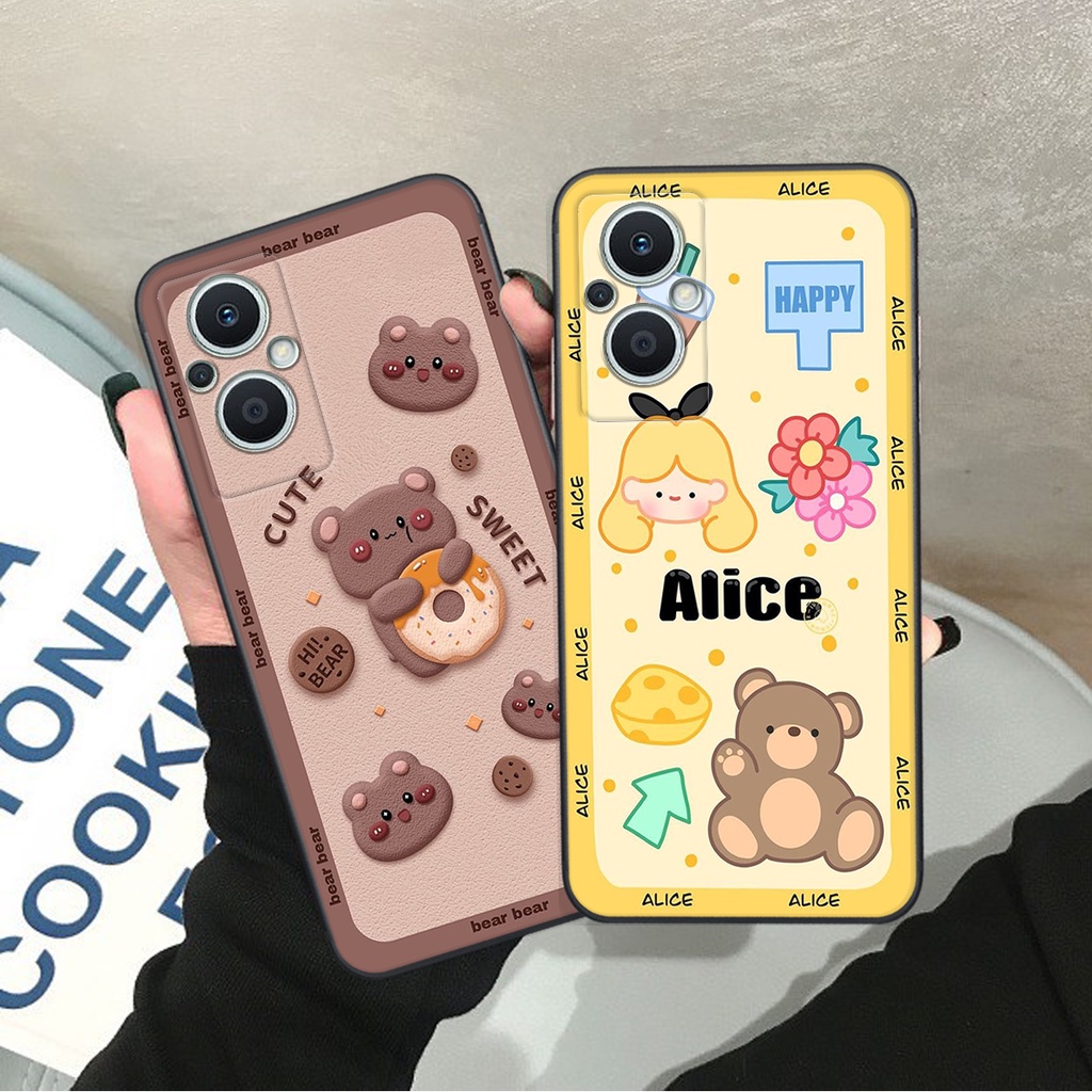 Ốp lưng Oppo RENO 7Z 5G/ RENO 8Z 5G  - ỐP BẢO VỆ CAMERA in hình Gấu nâu - hồng, Gấu Be@rick  cực CUTE, DỄ THƯƠNG