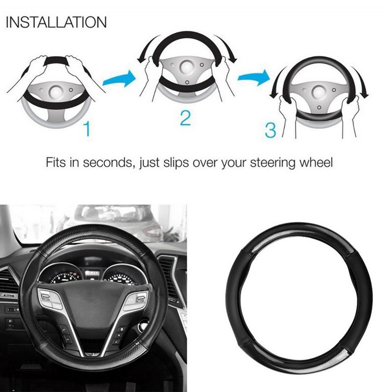 Vỏ bọc vô lăng xe hơi bằng sợi Carbon cho Kia K5K2K3K4 Cerato Forte Optima KX5 Carbon Picanto Sorento