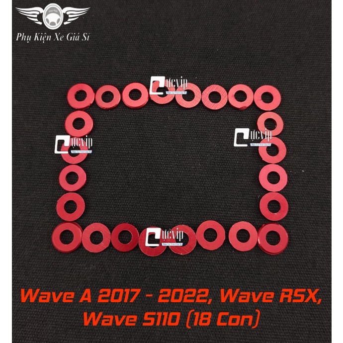 Combo 18 Con Lông Đền Đỏ Nhôm CNC 6Li Gắn Ốc Lốc Máy Xe Wave A 2017 - 2022, Wave RSX, Wave S110 MS5234