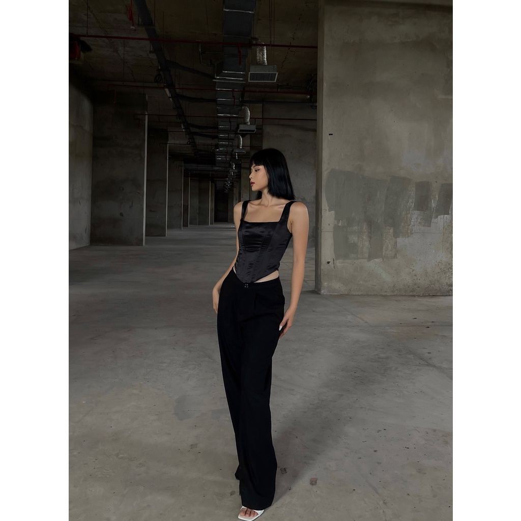 Straight Pants - Quần tây ống rộng suông trễ eo trendy - Thiết kế bởi Iamcoco.official