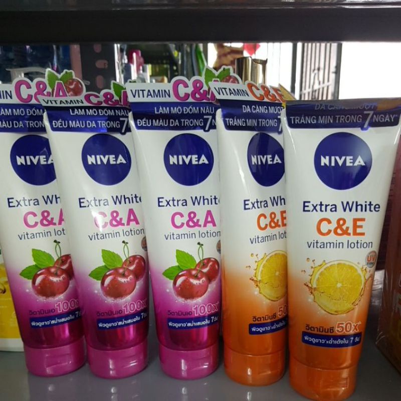 Dưỡng Thể Chống Nắng trắng da NIVEA 100X EXTRA WHITE C &amp; A Thái Lan 180ml