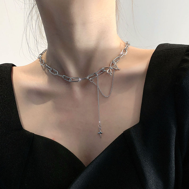 vòng cổ Kim Loại Mặt Hình Bươm Bướm Thời Trang Cho Nữ