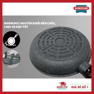 CHẢO BẾP GA, CHẢO CHỐNG DÍNH SIÊU BỀN ĐÁ SUNHOUSE, KHÔNG DÙNG CHO BẾP TỪ