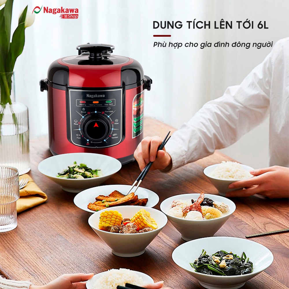 Nồi áp suất điện 6L Nagakawa NAG0205