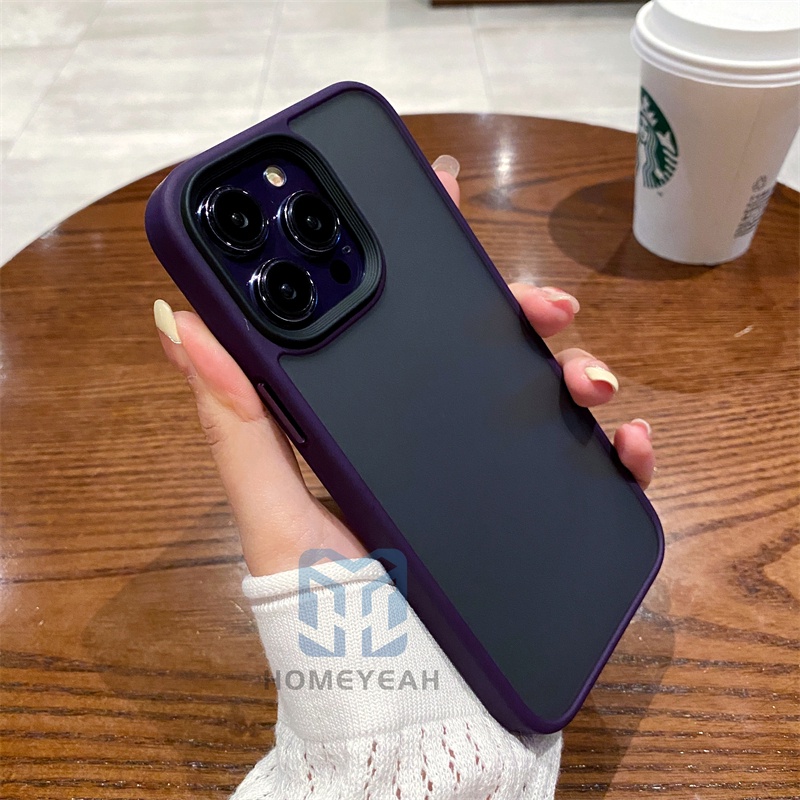 Ốp Điện Thoại Cứng Màu Tím Nhám Cho iPhone 13 14 Pro Max 14 Plus