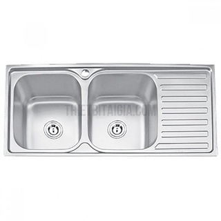 Chậu rửa chén bát inox 2 hố 1 bàn nhiều kích thước