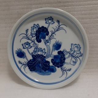Bộ ấm chén thờ Bát Tràng men xanh trắng đk đĩa 12cm