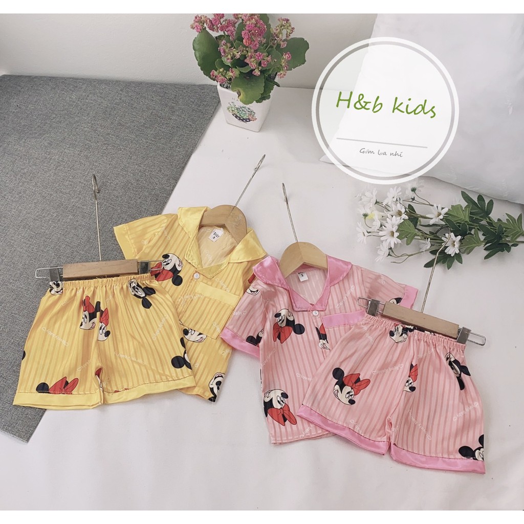 Bộ Pijama Lụa Cao Cấp Họa Tiết Hoạt Hình Dễ Thương Cho Bé 8-20Kg V298- Unchi Store