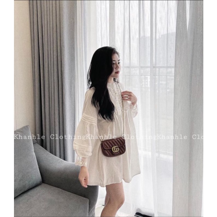 Váy đũi babydoll tay viền ren