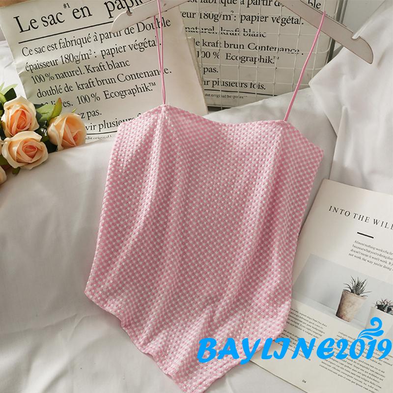 Áo Dây Nữ Ca Rô Cộc Tay Cổ Tròn Thời Trang Hàn | BigBuy360 - bigbuy360.vn