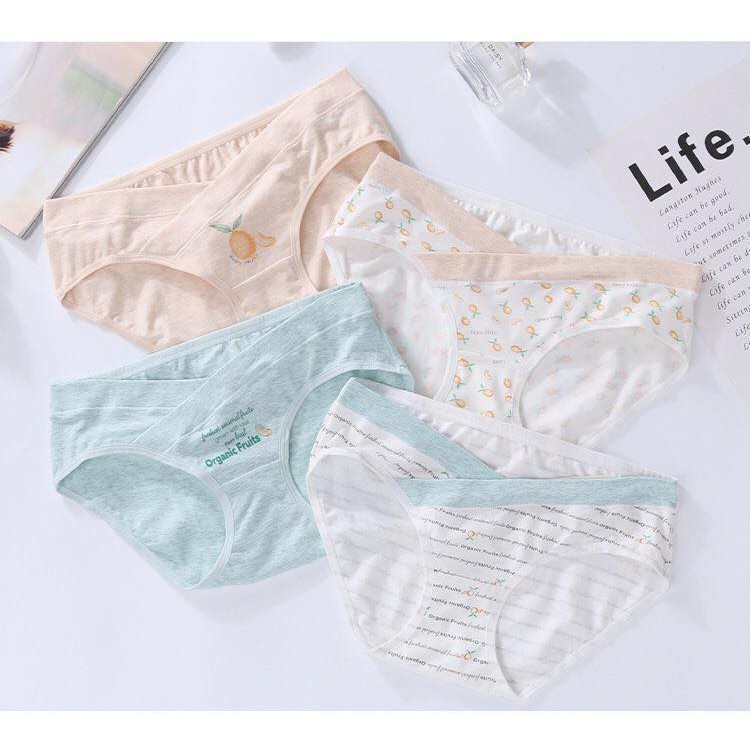 Set 4 quần lót bà bầu mùa hè thun cotton hoạ tiết đẹp đồ lót chip bà bầu