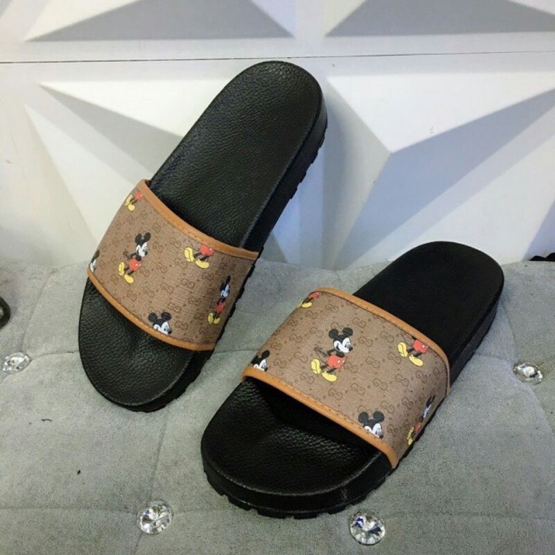 Dép Mickey đế cao  màu nâu full size 38-43