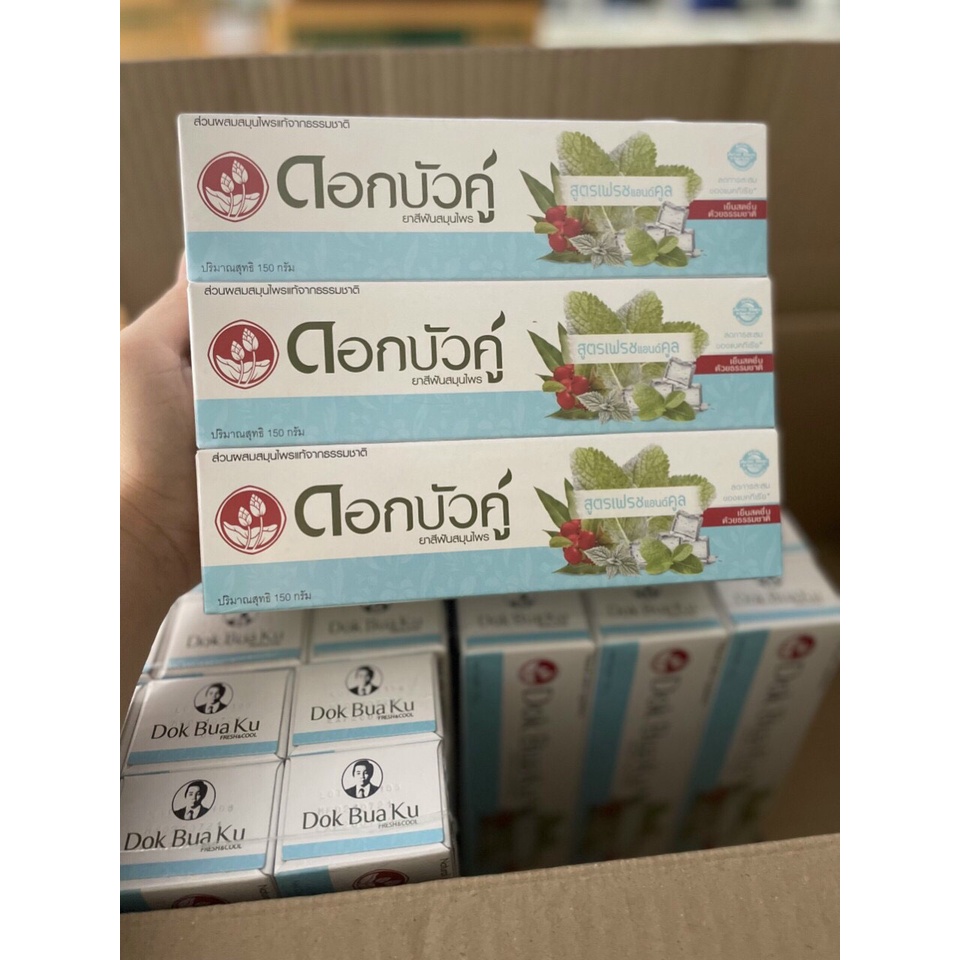 Kem Đánh Răng Dok Bua Ku Twin Lotus 150g - Số 1 tại Thái Lan - Đủ 3 mùi