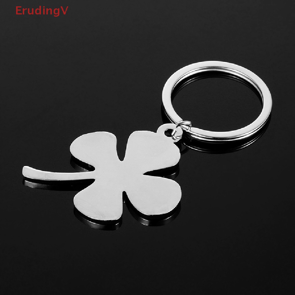 [ErudingV] Móc Khóa Cỏ Bốn Lá May Mắn Màu Xanh Lá Cây [Mới]