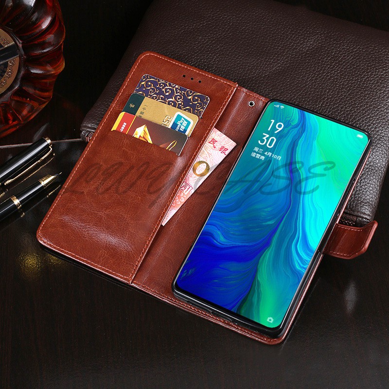 Bao da điện thoại phong cách Retro có đế đỡ gấp cho Oppo Reno | BigBuy360 - bigbuy360.vn