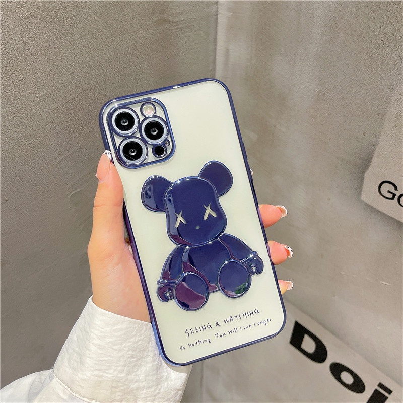 Ốp lưng iphone gấu KAWS bóng nổi 3D viền si chống bẩn cạnh vuông 7plus/8plus/x/xr/xs/11/12/13 pro/max/plus/promax | BigBuy360 - bigbuy360.vn