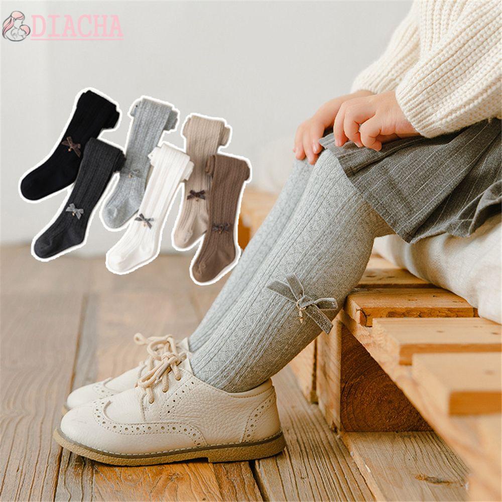 Quần tất cotton dệt kim màu trơn giữ ấm thời trang thu đông cho bé