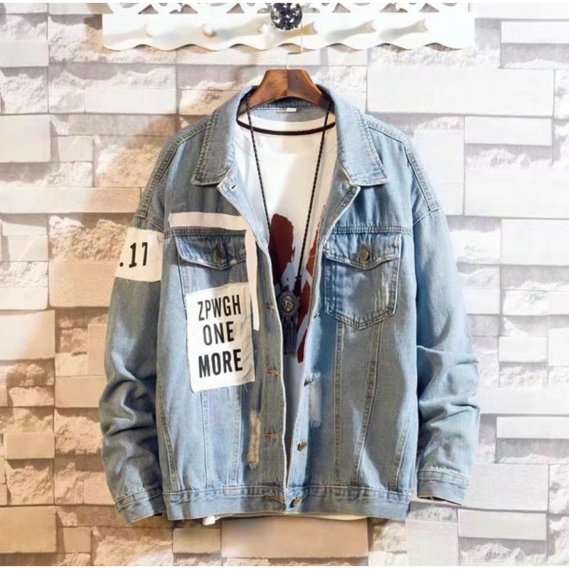 Áo khoác jean nam Wawa 06, mẫu in tình yêu ngọt ngào mãi mãi, Mua Ngay