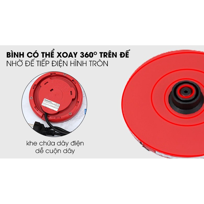 Bình ấm đun siêu tốc Sharp 1.0 lít EKJ-10DVPS-RD/BK - Bảo hành 12 tháng chính hãng