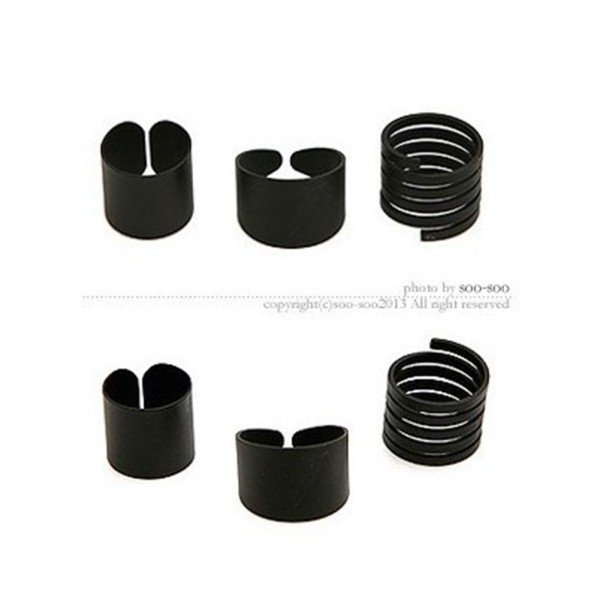 Set 3 nhẫn đính đá màu đen sáng tạo độc đáo
