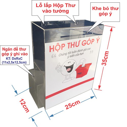 HỘP THƯ GÓP Ý CHẤT LIỆU MICA CAO CẤP
