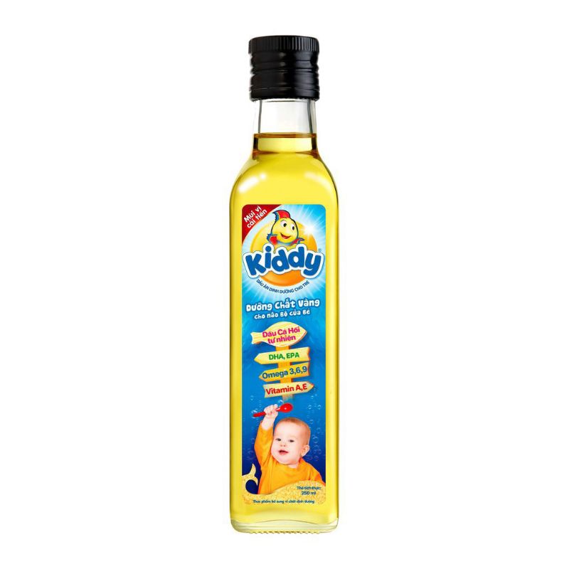 Dầu ăn dinh dưỡng Kiddy dầu ăn Cá Hồi cho bé chai 250ml