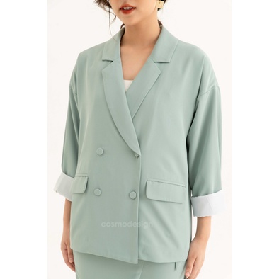 [COSMO Design]Áo Vest Xanh Dáng Suông Chồm Vai