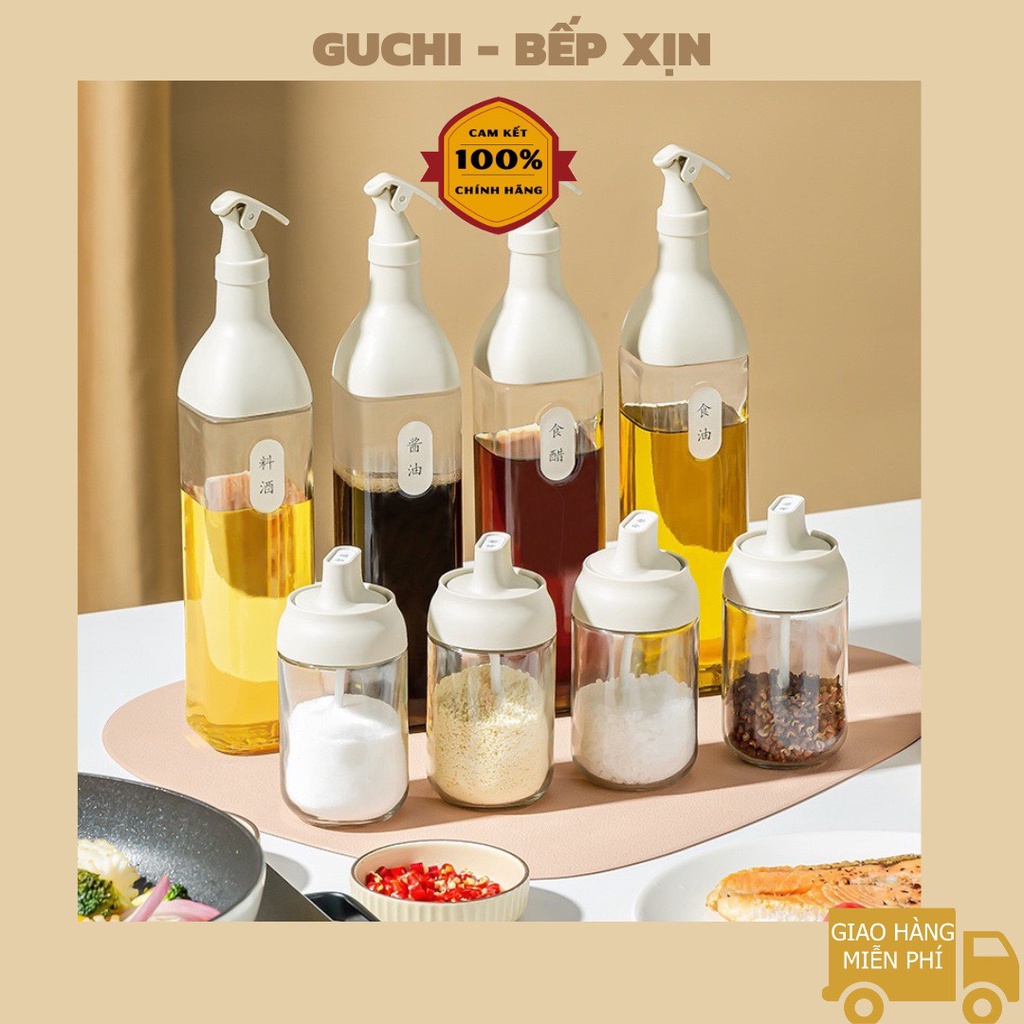 Set 4 Hũ Đựng Gia Vị, Lọ Đựng Gia Vị,  Chiết Gia Vị Tiện Lợi Nhiều Màu Sắc Dung Tích 250ml - Guchi.store