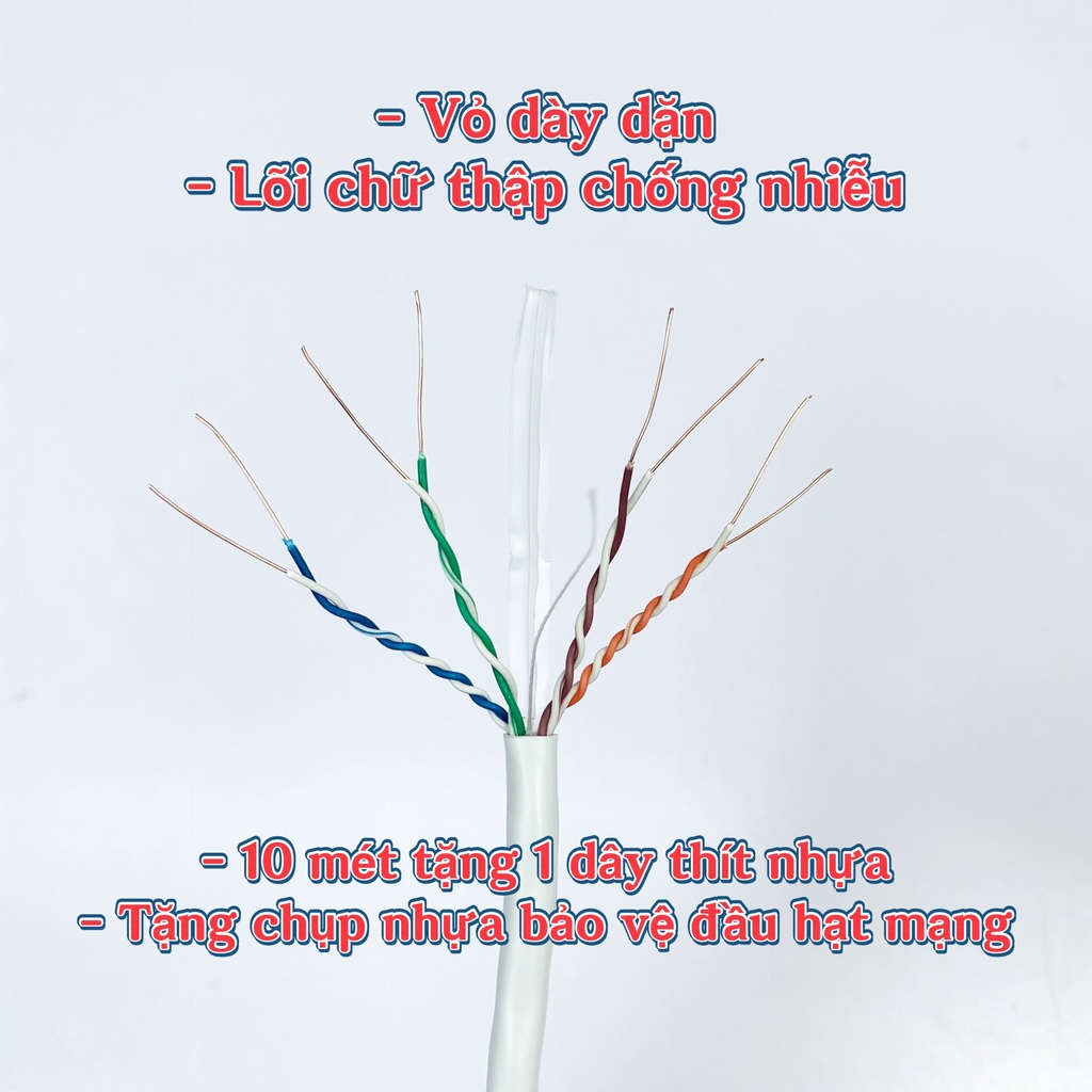 Dây Mạng Cat6 Bấm Sẵn 2 Đầu Tặng Dây Thít Nhựa Bán theo Mét