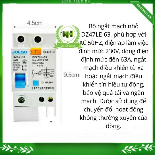 (LKNH) Aptomat chống giật 1Pha DZ47-63 Loại Tốt