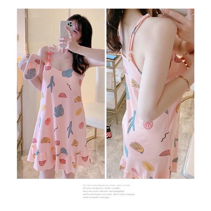 Váy ngủ hai dây cute kèm bịt mắt
