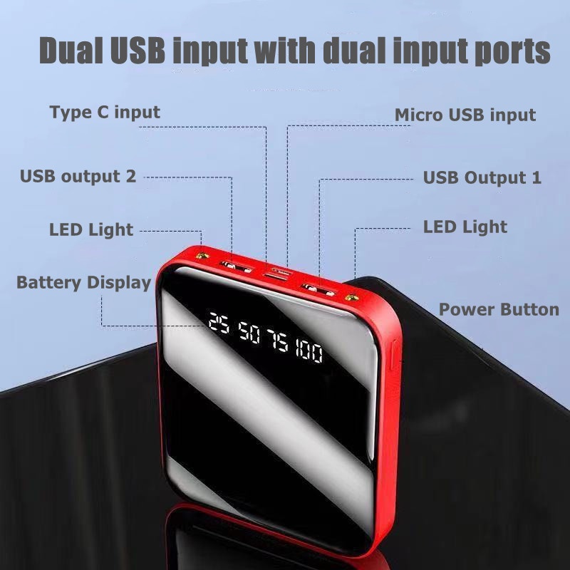 Sạc dự phòng BJONE dung lượng 10000mAh 2 cổng đầu ra USB tích hợp màn hình LCD có đèn led dễ mang theo tiện dụng