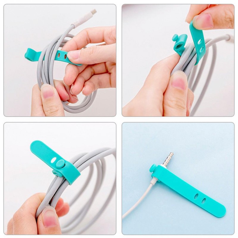 1PC 1.4M Candy Color Durable Cable Protection Spring Sleeve Rope / For USB Charging Cable Prevent Breakage Cable Headphone Winder / 4Pcs Cable Silicone Storage Buckle