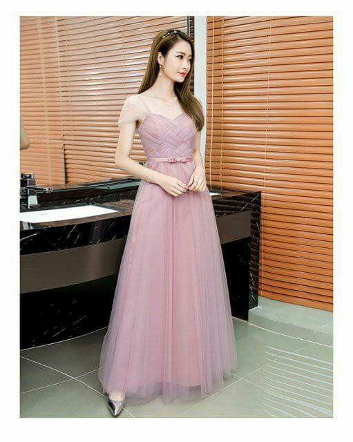 ĐẦM MAXI TRỄ VAI LƯỚI XẾP