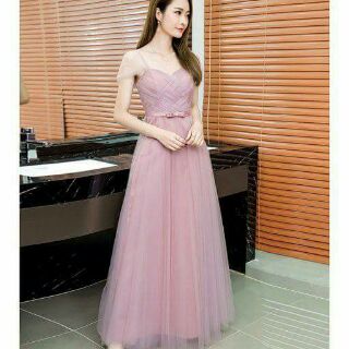 ĐẦM MAXI TRỄ VAI LƯỚI XẾP