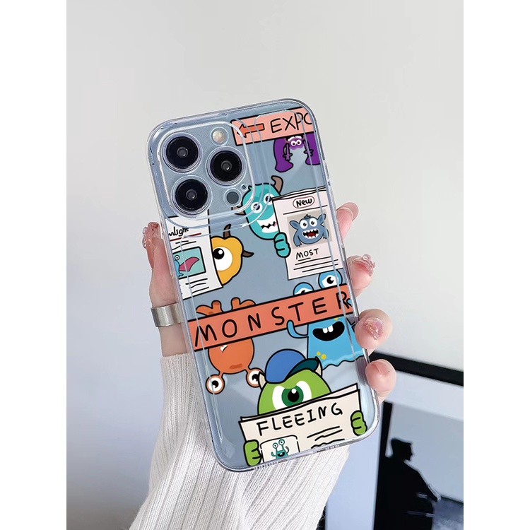 Ốp Điện Thoại TPU Hình Vuông Họa Tiết Quái Vật Cho Xiaomi Redmi Note 11 12 Pro 5G 11S 10 Pro 4G 10S Redmi 12C 11A 10C 9C