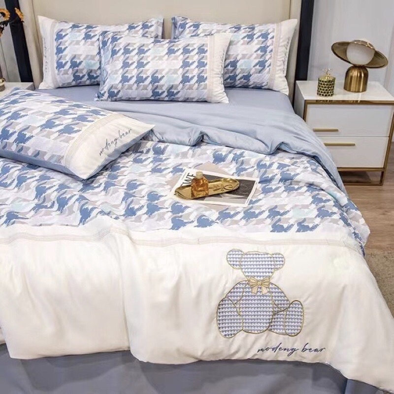 Lụa Modern Bear chăn chần hè thông minh hoạ tiết trẻ trung